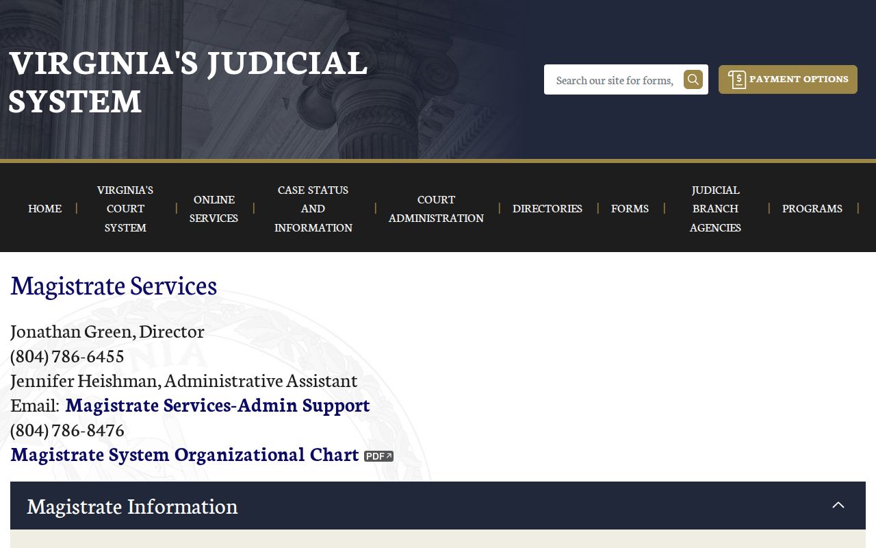 Louisa County bench warrant magistrate and bail process reference