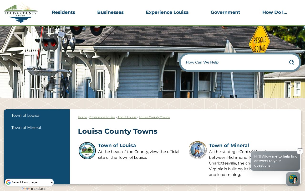 Mineral warrant records context within the official Louisa County towns information